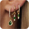 2/3 Pairs Dainty Small 14K Gold Plated Hoop Earring Set - Trendy Emerald Color CZ Drop Huggie Earrings for Women Jewelry Gift...