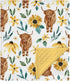 Highland Cow Sunflower Minky Baby Blanket Dotted Backing Girl Gift, Yellow Western Farm Animal Floral Double Layer Flannel Nursery Bed Blankets, S...