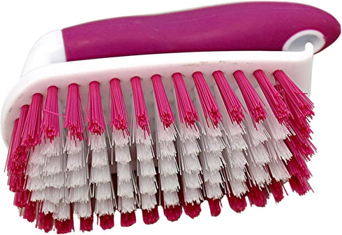 Dependable Industries Inc. Essentials Scrub Brush Comfort Rubber Grip & Flexible Stiff Bristles Heavy Duty for Bathroom Shower Sink Carpet Floor -...