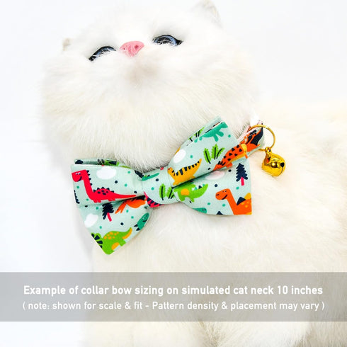 Cute Dinosaur Cat Bow Tie Collar, Green Cat Collar, Breakaway with Bell, Safety Plastic Buckle Collar for Cats...