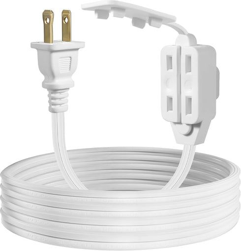 ETL Certified 2-Pack SPT2 16AWG 2 Prong Power Extension Cord, 13 Amp 1625 Watts, VSEER Polarized 3 Outlets with Safety Cap Protect for Home Office...