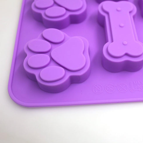 3 Pcs Silicone Molds Puppy Dog Paw & Bone Shaped 2 in 1, 8-Cavity, FineGood Reusable Ice Candy Trays Chocolate Cookies Baking Pans, Oven Microwave...