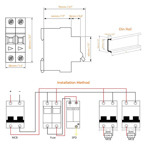 Miniature Circuit Breaker 400V 63A Single Pole AC Disconnect Switch DIN Rail Mount, Low-Voltage Miniature Circuit Breaker for Homes, Offices, Gara...