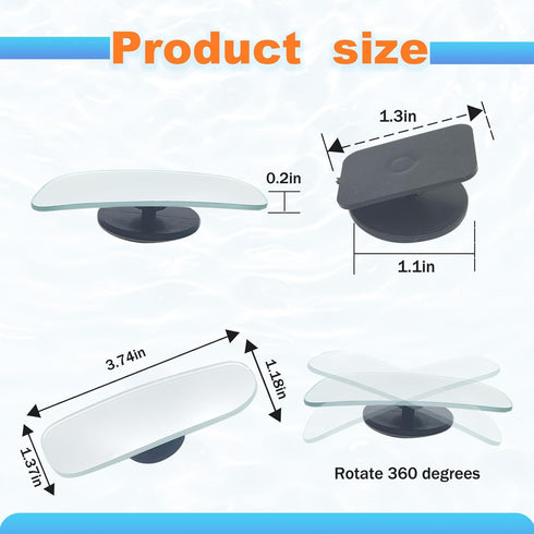 2Pcs Upgrade Blind Spot Mirror, 360° HD Glass Frameless Convex Rear View Mirrors Exterior Accessories with wide angle Adjustable Stick Blind Spot ...