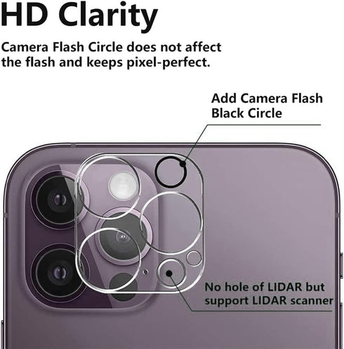 3PCS Rear Back Camera Lens Protector Tempered Glass for iPhone 14 Pro/ 14 Pro Max - HD Clear Full Coverage Guard......