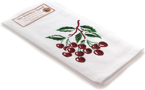Red and White Kitchen Cherries Kitchen Flour Sack Towel...
