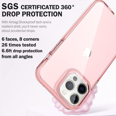 ArtsEvo Shockproof Clear Design for iPhone 13 Pro Max Case, Certified 6.6ft Drop Protection, Raised Edges Protect Camera and Screen, Pink...