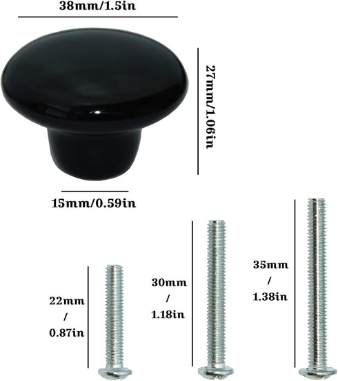 YMAISS 14packs black ceramic knobs round mushroom cabinet dresser vintage pulls door handles Drawer Knob Pull Handle Dresser Pulls cupboard wardro...