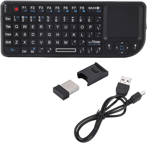 Mini Keyboard, 2.4GHz Keyboard with Touchpad, US Layout, Portable Handheld Rechargeable Keyboard...
