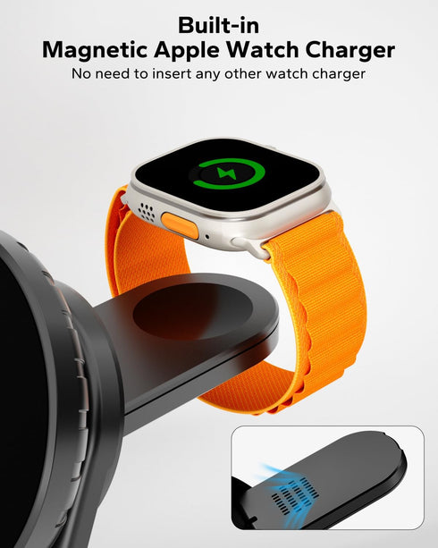 KPON 3 in 1 Wireless Charging Station for Apple Mag-Safe, Magnetic Wireless Charger Stand Foldable for Multiple Devices,Travel Charging Dock for i...