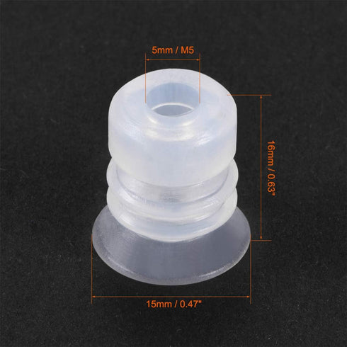 uxcell Bellows Suction Cup,15mm Diameter 16mm Length M5 Joint Silicone Vacuum Industrial Pneumatic Suction Cup 4pcs...