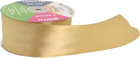 Mandala Crafts Gold Satin Ribbon for Crafts - 50 Yards 2 Inch Wide Fabric Ribbons for Gift Wrapping, Flower Bouquets, Hair Bows, and Wedding Party...