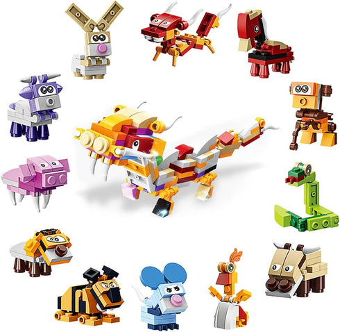 Party Favors for Kids Goodie Bags,12PCS Mini Building Blocks Animal, Building Sets Stem Toys, Assorted Building Blocks Sets for Birthday Party Gif...