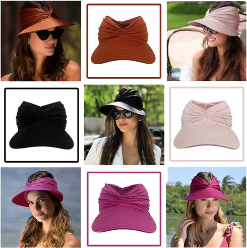 Women Visor Ponytail Sun Hat UPF 50+ UV Protection Wide Brim Beach Cap Summer Hat Outdoor…...