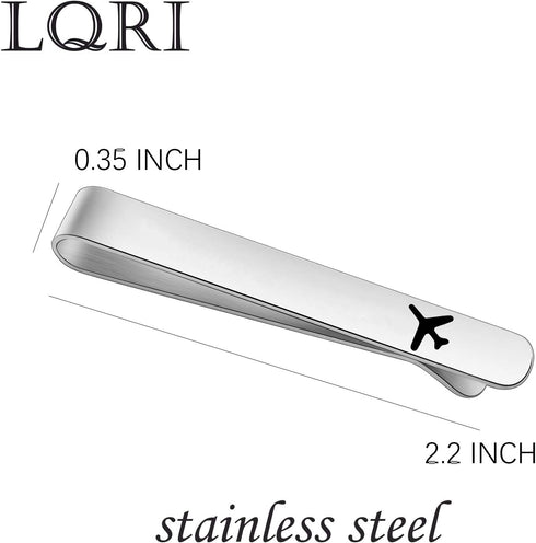 LQRI Airplane Tie Clip Airplane Jewelry Pilot Gift Fly Safe Tie Clip Aviation Gifts Pilot Tie Bar Gifts Traveling Long Distance Relationship Gift ...