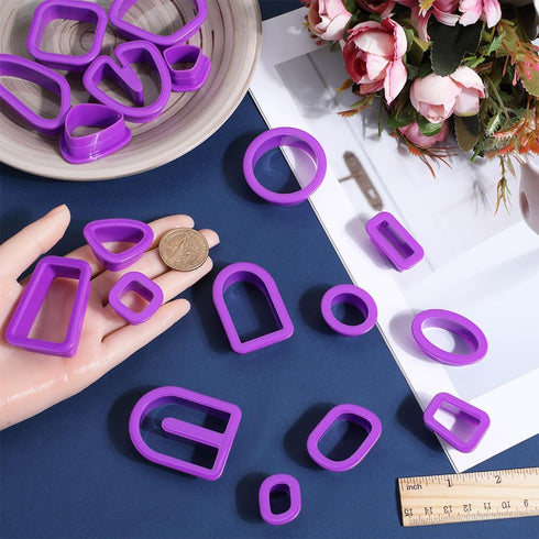 GORGECRAFT 18 Shapes Blue Violet Polymer Clay Cutters Earrings Cutter DIY Earring Making Finding Kit Polymer Clay Tool Stainless Steel Clay Cutter...