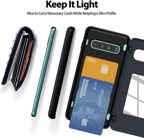 GOOSPERY Galaxy S10 Wallet Case with Card Holder, Protective Dual Layer Bumper Phone Case (Midnight Blue)...