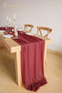Lookein 10 Feet Burgundy Chiffon Table Runner Sheer Wedding Table Cloth 29x120 Inches Rustic Wedding Decorations French Chiffon Table Runner...