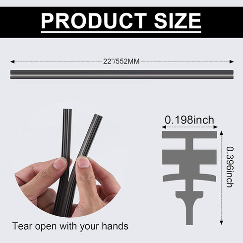 22Inch Windshield Wiper Blades Strips, Auto Adjustable Insert Rubber Wiper Blade Refills, Universal for SUV Truck Car Accessories (Set of 2)...