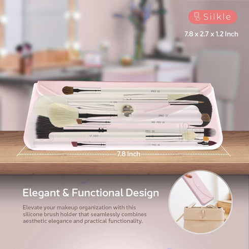Silicone Makeup Brush Holder - Elegant Case & Travel Organizer Bag with Magnet Closure for Makeup Brushes and Cosmetic Essentials - Small, Beauty ...