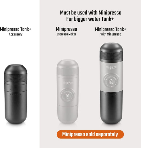 WACACO Minipresso Tank+, Accessory for Minipresso NS or Minipresso GR, Large Water Tank for Lungo Espresso...