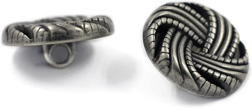 Bezelry 12 Pieces Swirl Ribbon Knot Metal Shank Buttons. 23mm (7/8 inch) (Gray Silver)...