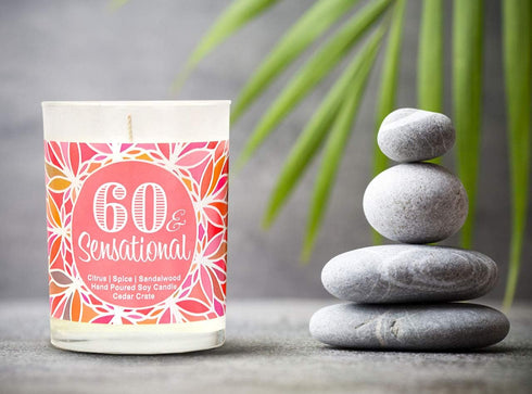 60 & Sensational, 60th Birthday Gifts for Women, Happy 60th Birthday Candle, Unique Birthday Gifts for Friends, Female, Cool 60th Birthday Gifts f...