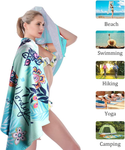 Beach Towel Microfiber Beach Towels Sand Free Quick Dry Lightweight Travel Towels Oversized Large Quick Cute Starfish Design 30×60 inch Beach Towe...