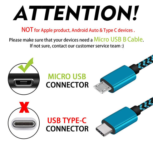 Micro USB Android Phone Charger Cable, 2pack 6ft Fast Quick Charging Cord for Moto E5 G5 G6 Play, Alcatel 1B 1C 1L 1S 1V 1X 1SE 3L 3X(2020), Kindl...