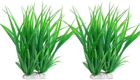 Artificial Fish Tank Plants, Plastic Aquarium Plants, 2 Pack, 9 inches High, Realistic & Non-Toxic & Safe for All Fishes (9 inches, Green)...