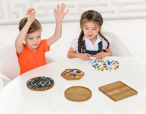 Lanyani 6pcs Wooden Mosaic Base, Various Shapes Substrates for Mosaic Crafts DIY Mosaic Tiles Coaster Base...
