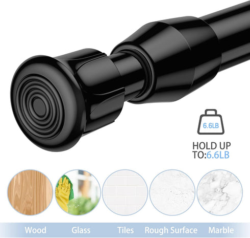 AIZESI Spring Tension Curtain Rods Short Tension Rod (Black,17" to 28"-2Pcs)...
