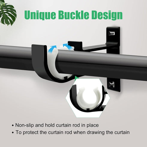 TOKPLNU Curtain Rod Bracket, Black 6 Pack Curtain Rod Holders Heavy Duty Curtain Rod Hooks Hangers for 1 Inch Drapery Rods, Single Curtain Rod Han...