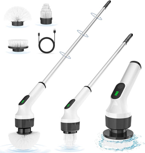 Electric Spin Scrubber, Shower Cleaner Brush, Shower Scrubber with Long Handle 53.2inch, 2H Fast Charge, IPX7 Waterproof, Bathroom Cleaning Brush ...