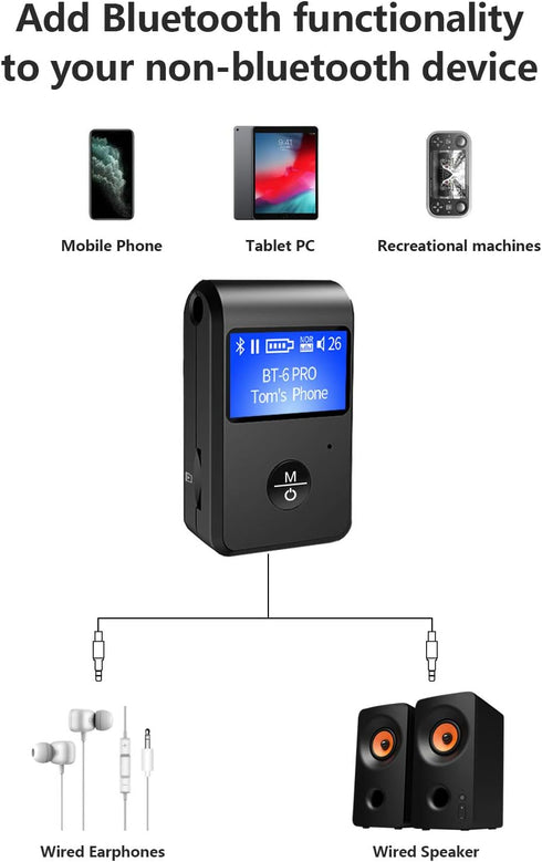 ZIIDOO Visible Bluetooth Car Adapter,Aux Bluetooth Adapter 5.0 with Display Screen,Portable Bluetooth Receiver with DSP/CVC Noise Cancellation and...