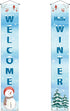 Welcome Hello Winter Porch Banner Snowman Cardinal Christmas Xmas Holiday Front Door Sign Wall Hanging Party Decoration...