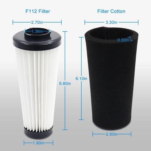 F112 Filter Replacement 6 Pack Compatible with Dirt Devil Upright Vacuum Cleaner, Pre Motor Endura Odor Trapping Filter Set, Replace part AD47936...