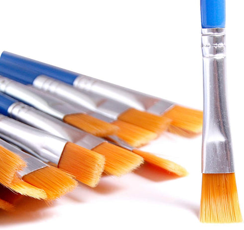 DECYOOL 100 Pcs Flat Paint Brushes,Small Brush Bulk for Detail Painting,Nylon Hair Brushes Acrylic Oil Watercolor Fine Art Painting for Kids,Child...