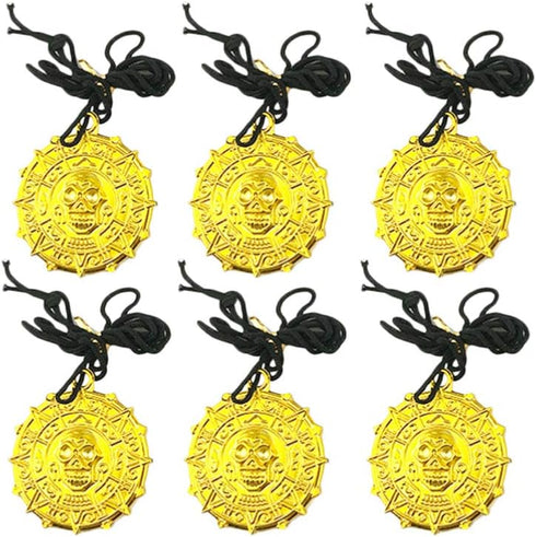 6PCS Pirate Necklace Skull Necklace Toy Funny Hanging Tag Necklace for Child Kids Early Educational Toy Party Favors...