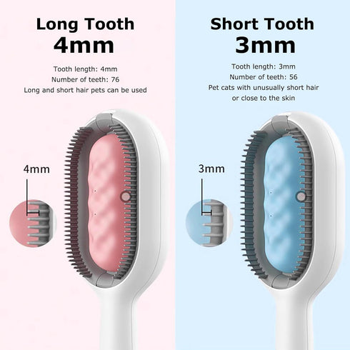 4 in 1 Pet Hair Removal Comb with Gravity Water Tank, Cat Dog Massage Brush Self Cleaning Grooming Wet Comb for Shedding Fur (Long Hair, 2PCS)...