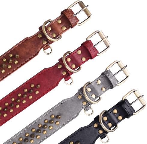 Spiked Dog Collar Soft Pu Leather Mushrooms Rivet Spike Studded Dog Collar Adjustable Puppy Collars (M, Grey1)...