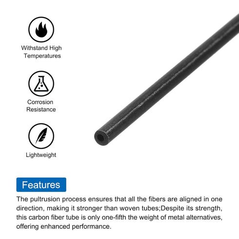 uxcell 8Pcs Carbon Fiber Tube 1 x 2 x 200mm Pultruded Carbon Fiber Tubing for RC Airplane Kite Wing Tube Quadcopter Arm...
