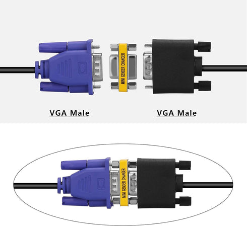 ENUODA VGA Coupler 2 Pack VGA SVGA Connector 15 Pin Female to Female Mini Gender Changer Adapter...
