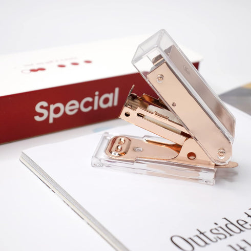 MultiBey Mini Portable Stapler Acrylic Metal Desk Stapler with 26/6 Staples, 18 Sheets Capacity, Small Stapler for Women, Girls, Teenagers (Rose G...