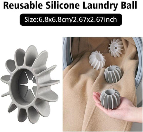 6Pcs Gray Laundry Ball Silicone Clothes Hair Cleaning Tool Pet Hair Remover Laundry Lint and Pet Hair Remover Balls for Reusable Cat Washing Hair ...