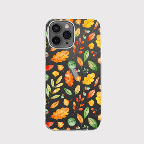 Blingy's for iPhone 13 Pro Case (6.1 inch), Women Girls Cute Autumn Leaves Pattern Fun Fall Style Transparent Soft TPU Protective Clear Case Compa...
