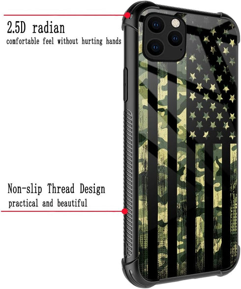 TnXee Case Compatible with iPhone 11,Camo American Flag 11 Cases for Boys,Soft TPU Anti-Skid Thread Frame Four Corner Anti-Collision Protection Ca...