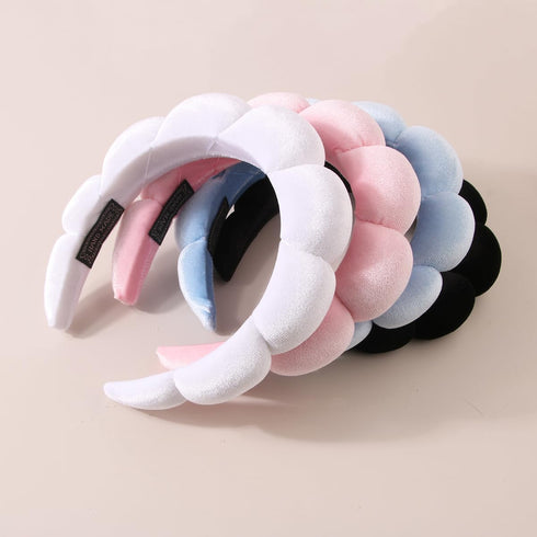 Velvet Spa Headbands:Skincare Headbands With Wristbands | Non-Slip, Super Absorbent & Elastic Makeup Headband For Face Washing (Purple & Pink)...