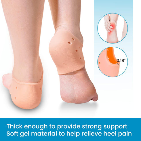 Heel Cups for Heel Pain, Sumiwish 6 PCS Thick Heel Support for Plantar Fasciitis, Silicone Heel Protector Pads, Heel Cushion for Bone Spur and Hee...