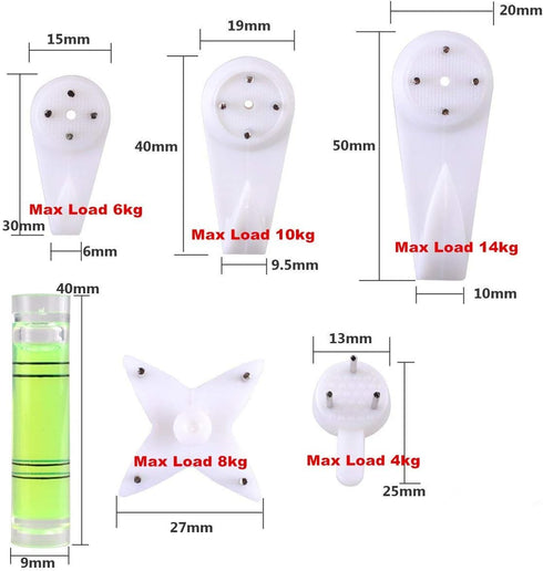 Picture Hangers for Hardwall 20LB Maximum Load Hanging Photo Frames Drywall Hook Art Painting Display Hangers Clock Wedding Photos Hanging Hardwar...